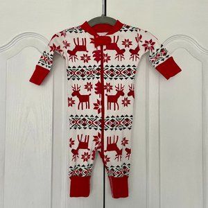 Hanna Andersson Baby Zip Sleeper Pajamas Christmas Dear Deer Fair Isle 0-3m